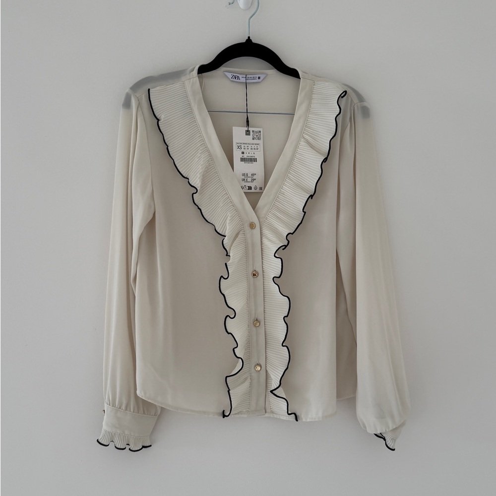 Zara Cream Ruffle Blouse